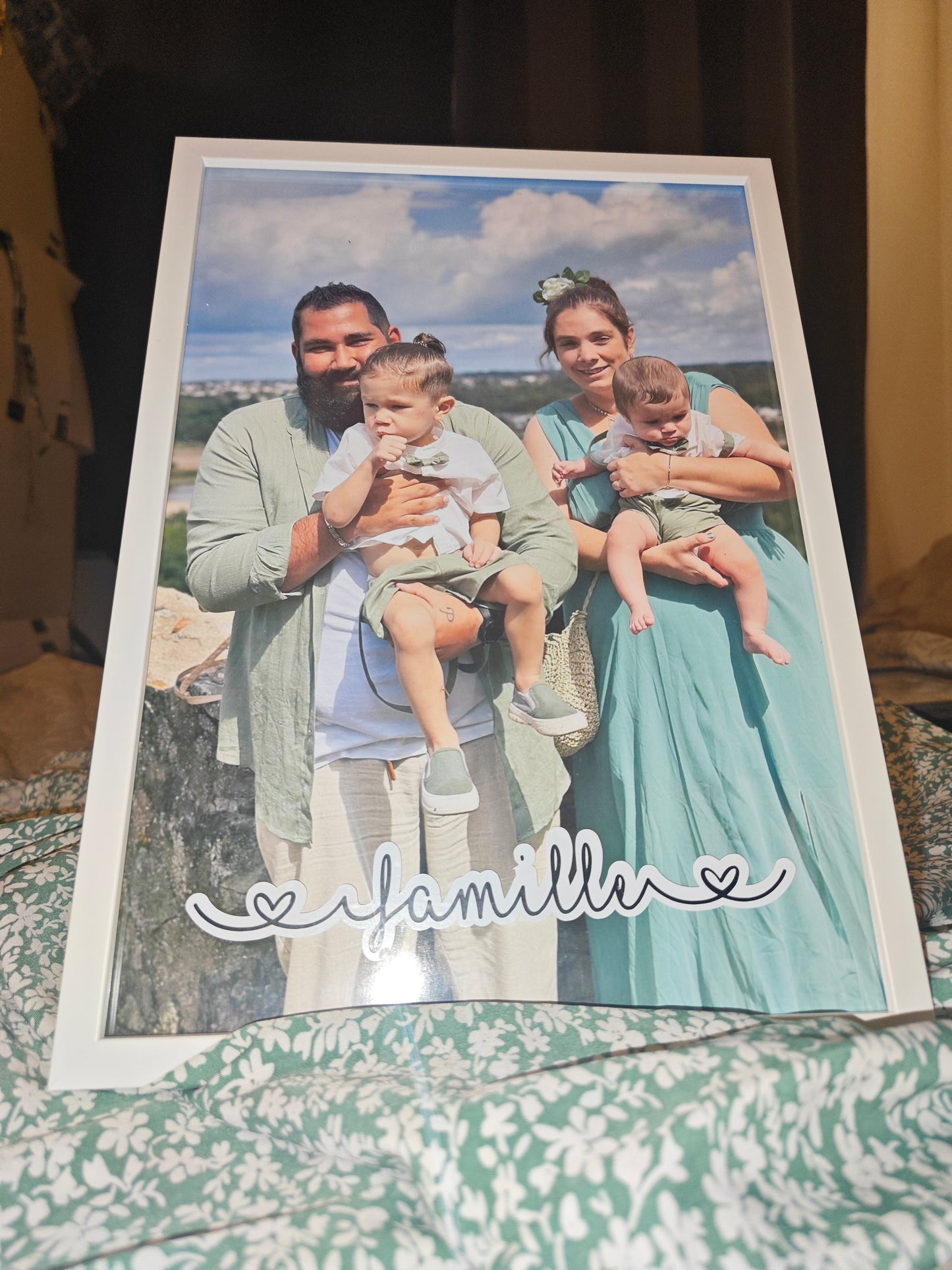 Cadre photo A4 avec texte vinyle au choix